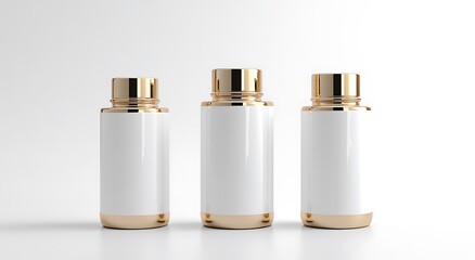 White and gold beauty product mockup set on a white background, a beauty and body care concept (46)