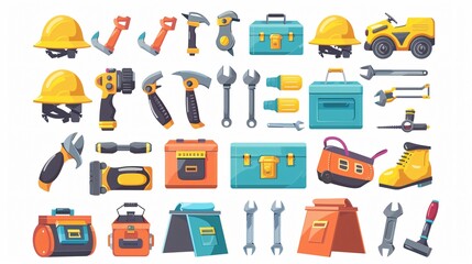 Professional Repairman Toolkit with Construction Equipment