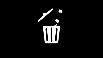 Trash throwing in bin concept. Dustbin icon with dust littering in bucket. Throwing trash icon illustration background.