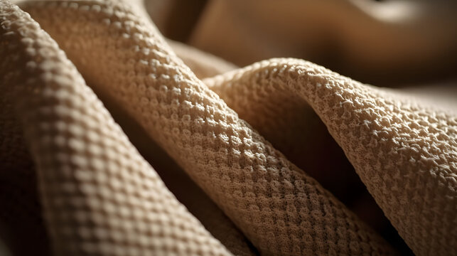 a close up of a towel on a bed