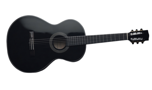 Black Classical Guitar on Dark Background
