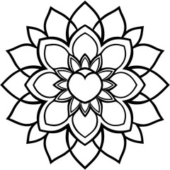 Decorative Mandala-Style Hearts in Fine Line Art