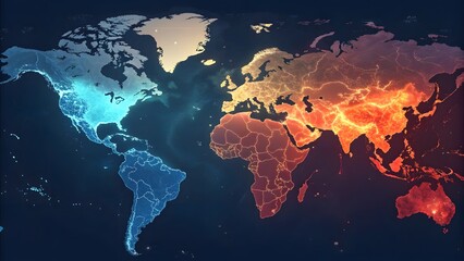 Global Temperature Map Visualization Showing Climate Change Impact