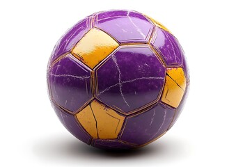 Fototapeta premium purple gold soccer football ball element isolated on white background.