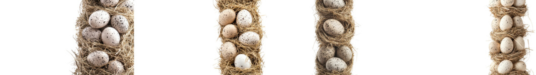 Cozy bird nest full of speckled eggs nestled in soft natural materials in a peaceful countryside setting  Springtime ecology wildlife conservation and the cycle of life in the natural world