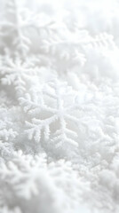 Close-up snowflakes, winter scene, background blur, holiday card