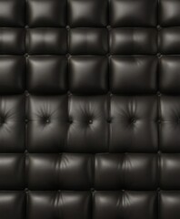 Fototapeta premium Close-up of sepia luxury buttoned black leather texture, material, fashion