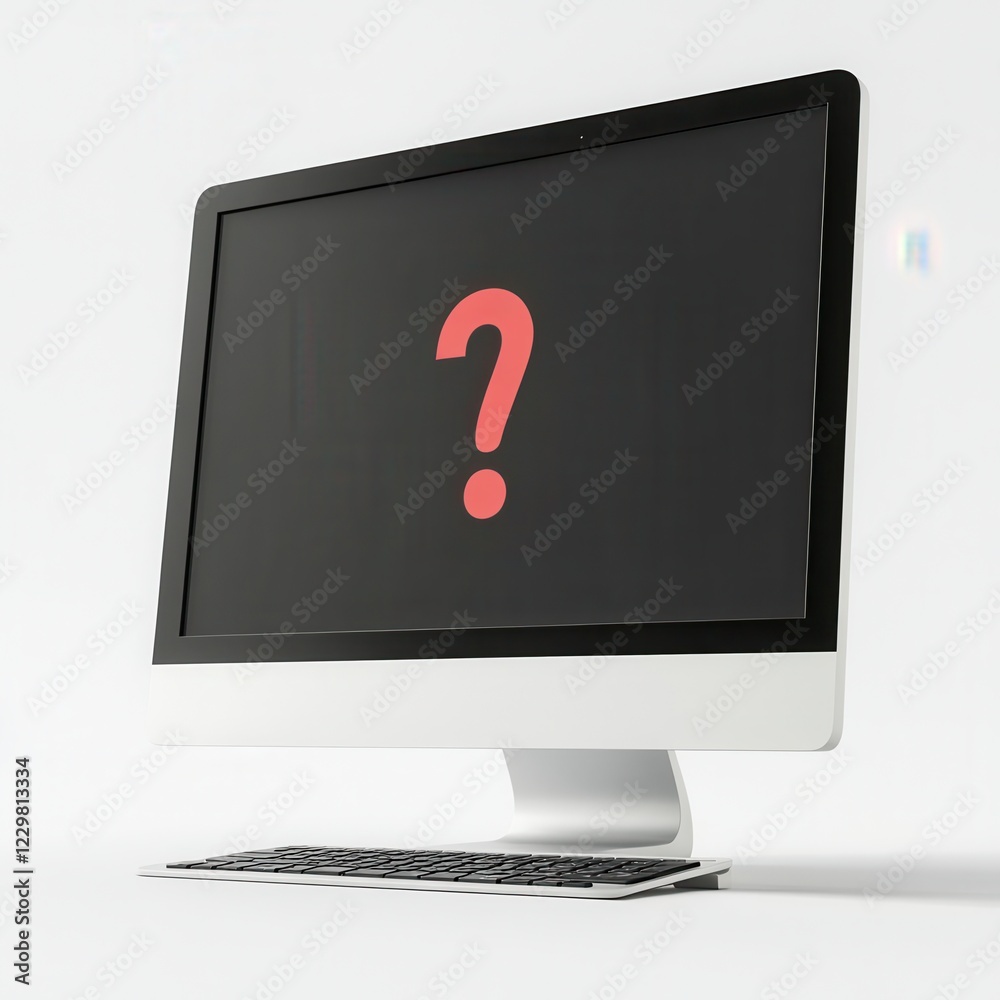 Fototapete Computer Monitor Displaying Question Mark Symbol on Screen