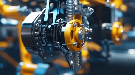 Fototapeta premium Close-up of Industrial Robotic Arm's Complex Mechanism