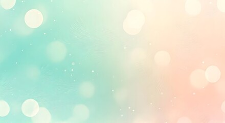 Naklejka premium Frosted glass with pastel shades of mint green and peach, scattered with subtle bokeh lights, AI Generated
