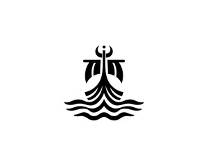 Viking Ship Logo Design Template © Mamun360