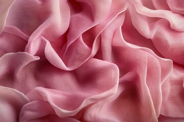 Obraz premium Close-up view of soft pink rose petals showcasing delicate folds and textures with ample copy space for design. Generative AI