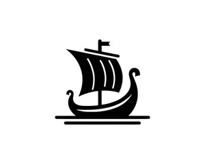 Viking Ship Logo Design Template