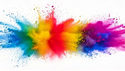 Colored powder exploding on white background creating a vibrant spectrum