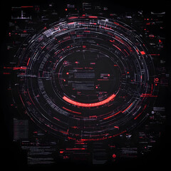 Futuristic HUD interface, digital data circles, dark background, tech concept