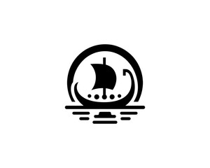 Viking Ship Logo Design Template