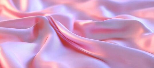 Obraz premium Flowing Pink Satin Fabric. Delicate Textured Background With Smooth Gradients In Pastel Colors