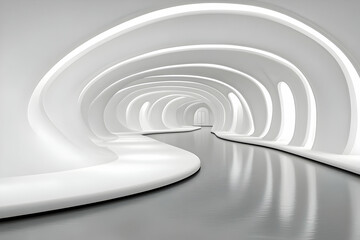 White futuristic tunnel, abstract design