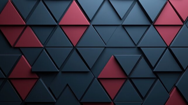 Abstract dark blue and red triangle pattern background.