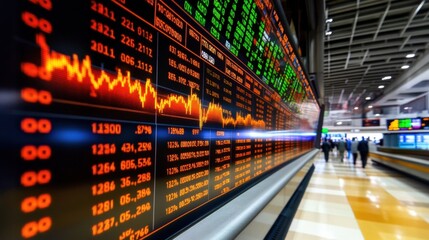 Futuristic Holographic Screen Displaying Global Stock Market Visualization