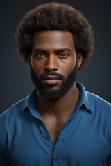 Obraz premium arafed man with a beard and a blue shirt