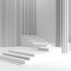 Fototapeta premium White minimalist stairs, room display