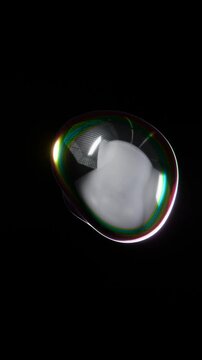 Abstract 3d vertical animation loop sphere futuristic chrome metallic silver holographic iridescent prism shape industrial liquid oil petrol gasoline science biology molecule chemical bubbble