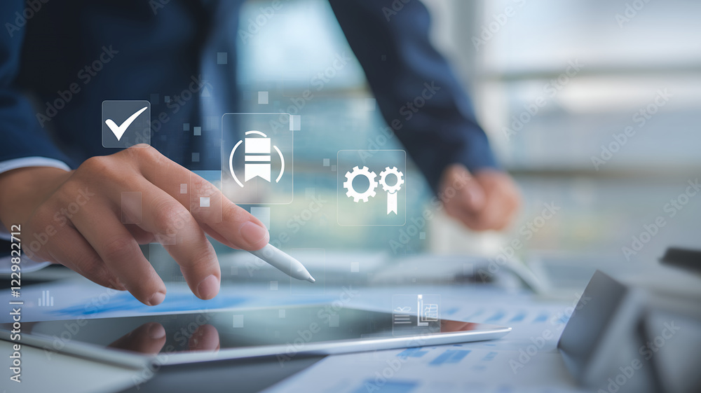 Poster streamline your business: 4 digital checklists for certification & quality assurance. boost efficien