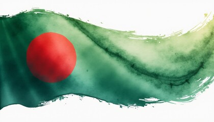 Abstract watercolor illustration of the Bangladesh flag.