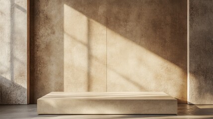 Minimalist Concrete Platform Against a Textured Wall