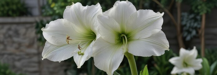 Fototapeta premium Isolated white amaryllis flower back side in garden , nature, botanical