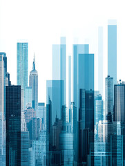 Fototapeta premium Modern aerial cityscape abstract digital illustration in blue