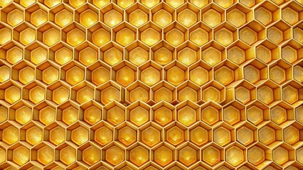 Hexagonal honeycomb pattern with natural wax texture and golden tones seamless for design use, seamless