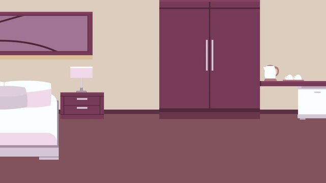 Interior Hotel room. Minimal modern motion design