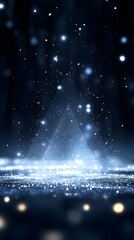 Glowing triangle, night scene, sparks