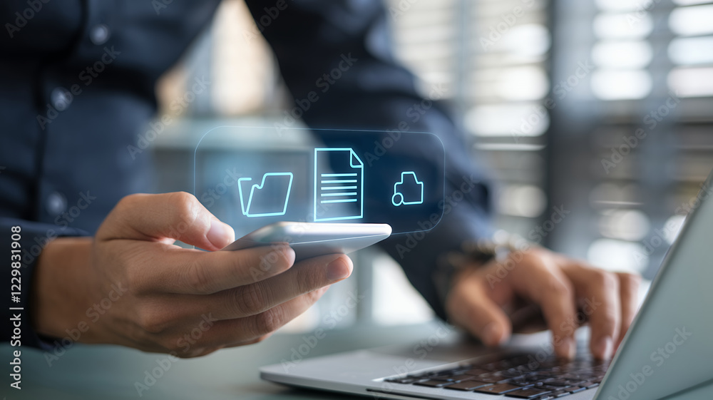 Aufkleber Streamline Your Digital Workflow: Secure Mobile & Cloud Data Management Solutions. Advanced File Sharing for Seamless Document Transfers & Improved Team Collaboration.   