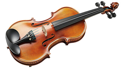 Fototapeta premium Brown Wooden Violin with Detailed Texture and Rich Color on Blac