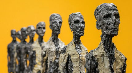 A row of abstract human figures