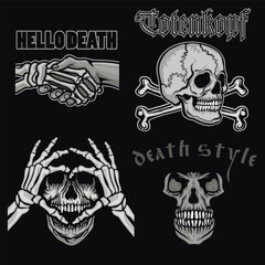 Fototapeta premium set, gothic sign with skull, grunge vintage design t shirts 
