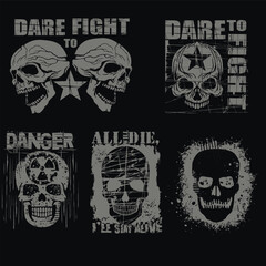 set, gothic sign with skull, grunge vintage design t shirts