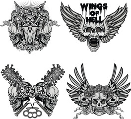 Obraz premium set, gothic sign with skull, grunge vintage design t shirts