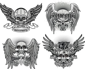 Fototapeta premium set, gothic sign with skull, grunge vintage design t shirts