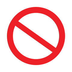 Prohibition sign sticker. Red crossed circle