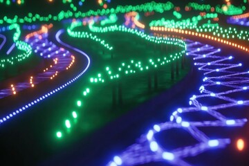 Glowing 3D DNA Strand Design with Genetic Pathways on Isolated Background