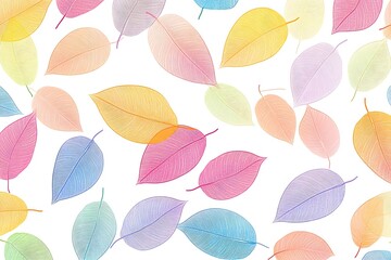 Colorful Leaf Pattern with Vibrant Hues on White Background