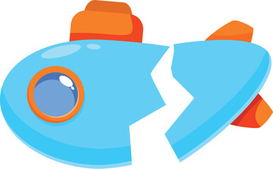 Cartoon broken submarine sinking, representing maritime accidents and the need for safety measures