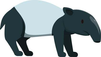 Cartoon illustration of a malayan tapir standing