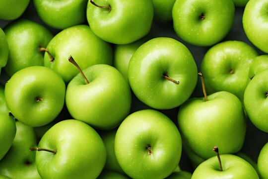 Fresh green apples close-up