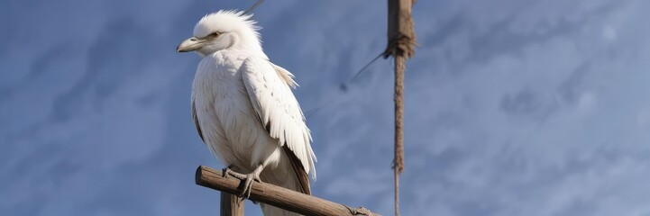 Fototapeta premium Large bird with white head and tail feathers perched on utility pole , wildlife photography, talons gripping