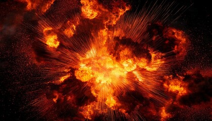 Fiery Explosion Inferno, Blast, Radiance, Embers, Firestorm, Burning, Sparks, Devastation, Heat, Com, Generated image